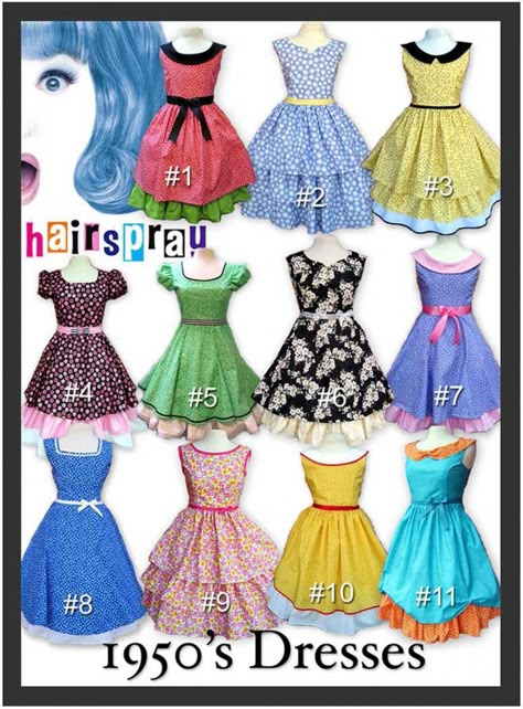 Hairspray I miss ya :) Hairspray Outfits, Hairspray Costume, Hairspray Movie, Hairspray Musical, Early 60s Fashion, 1950's Dresses, Musical Dress, Musical Theatre Costumes, Broadway Costumes