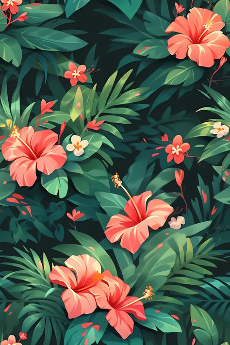 Immerse yourself in the vibrant beauty of the Cute Hot Summer Tropical Flower Pattern - Sunset Beach. This captivating pattern features an array of colorful flowers that evoke the essence of a tropical paradise. Tropical Background Wallpapers, Tropical Flower Background, Flower Texture Pattern, Tropical Flowers Wallpaper, Vital Spring, Tropical Prints Pattern, Tropical Leaves Wallpaper, Wallpaper Leaves, Tropical Flower Pattern