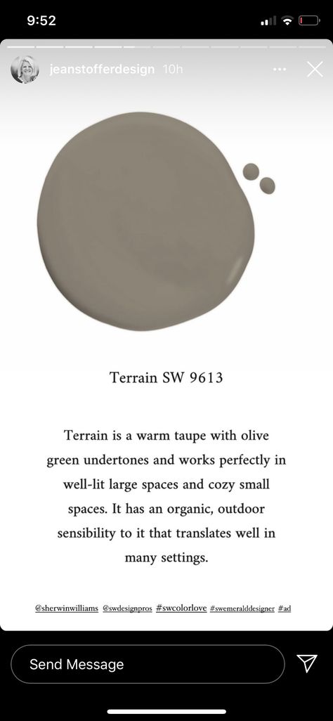 Fun Basement Colors, Sw Hidden Trail Paint, Sw Carriage Stone, Dark Mushroom Paint Color, Small Basement Paint Colors, Bm Antique Pewter, Haven Of Coziness Paint, Terrain Sherwin Williams, Neutral Wall Color For Whole House