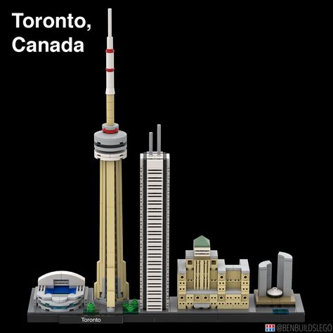 LEGO Toronto skyline | This MOC is designed in the style of … | Flickr Lego Skyline, Toronto City Hall, Rogers Centre, Lego Micro, Toronto Skyline, Toronto City, Lego Architecture, Lego Ideas, Cool Lego