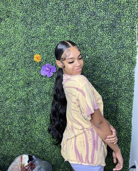 Cute Ponytail Hairstyles, Hair Ideas Medium, Weave Ponytail Hairstyles, Hoco Hair Ideas Curls, Sleek Ponytail Hairstyles, Cute Ponytails, Black Ponytail Hairstyles, Birthday Hairstyles, Quick Natural Hair Styles