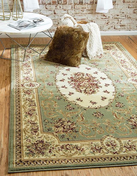 Cottagecore Rug, Ornate Rug, Multicolor Rug, Kitchen Area Rugs, Aubusson Rugs, Green Rooms, Unique Loom, Green Area Rugs, Room Inspiration Bedroom