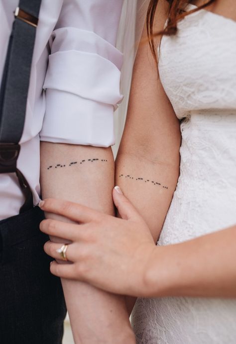 Morse Code Couple Tattoo, Morse Code Bracelet Tattoo, Morse Code Date Tattoo, Morse Code I Love You Tattoo, I Love You Morse Code Tattoo, Moris Code Tattoo, Morse Code Tattoo Placement, Mores Code Tattoo, Morse Code Tattoo Ideas