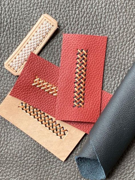 Leather stitch, saddle stitch, leathercraft, leather crafting, how to Leather Stitching Patterns, Leather Stiching Designs, Leather Cross Stitch, Embroidery On Leather Bags, Leather Stitching Techniques, Embroidery On Leather, Leather Stitching Detail, Leather Stitches, Leather Techniques