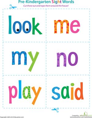 Preschool Sight Words Reading Flash Cards Worksheets: Pre-Kindergarten Sight Words: Look to Said Worksheet Sight Words Worksheets, Preschool Sight Words, Preschool Reading, Kids Worksheets, Sight Word Reading, Preschool Literacy, Sight Words Kindergarten, Homeschool Kids, Pre Kindergarten