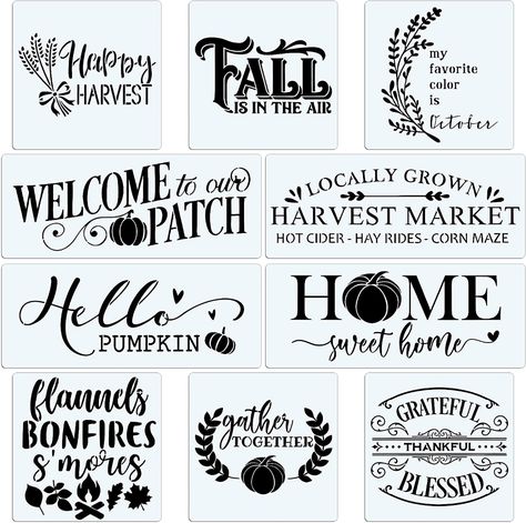 Amazon.com : 10 Set Farmhouse Kitchen Stencil, Homemade Bakery Rustic Sign Painting Stencils for Home Dining Room Wall Decoration Reusable Templates DIY Wood Sign : Arts, Crafts & Sewing Diy Dining Room Furniture, Diy Wood Sign, Pumpkin Stencils, Pumpkin Harvest, Happy Harvest, Painting Stencils, Sign Painting, Pumpkin Stencil, Craft Packaging