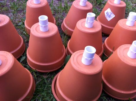 Ollas Irrigation, Clay Pot Irrigation, Irrigation Diy, Self Watering Containers, Garden Watering System, Pvc Pipe Fittings, Bucket Gardening, Veg Garden, Home Vegetable Garden