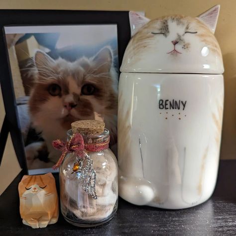 ❤️ Parting with a beloved pet is always difficult, but a custom memorial can offer solace. 🐱🐶 Our hand-painted urns are carefully crafted to represent your pet’s distinctive qualities, providing a beautiful way to remember them. ❤️👼 #cat #dog Cat Remembrance Ideas, Cat Memorial Ideas, Selfless Love, Cat Urns, Custom Memorial, Pet Urns, Cat Memorial, Custom Cat, Dog Memorial