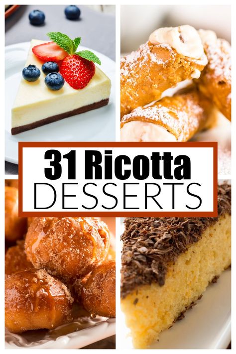 Cheesecake Made With Ricotta Cheese, Desserts With Riccota Cheese, Ricotta Pastry Recipes, Ideas For Ricotta Cheese, Ricotta Tart Desserts, Ricotta Cheese Desserts Easy, Dessert Using Ricotta Cheese, Sweetened Ricotta Cheese, Ricotta Baked Goods