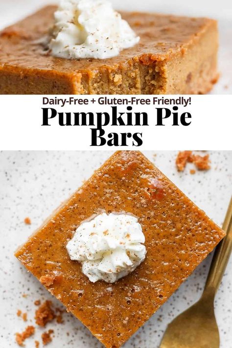 Dairy Free Pumpkin Pie Bars, Pumpkin Bars With Ginger Snap Crust, Graham Cracker Pumpkin Pie, Dairy Free Pumpkin Bars, Pumpkin Bars Gluten Free, Gluten Free Pumpkin Pie Bars, Gluten Free Pies, Vegan Pumpkin Pie Bars, Paleo Pumpkin Pie Bars