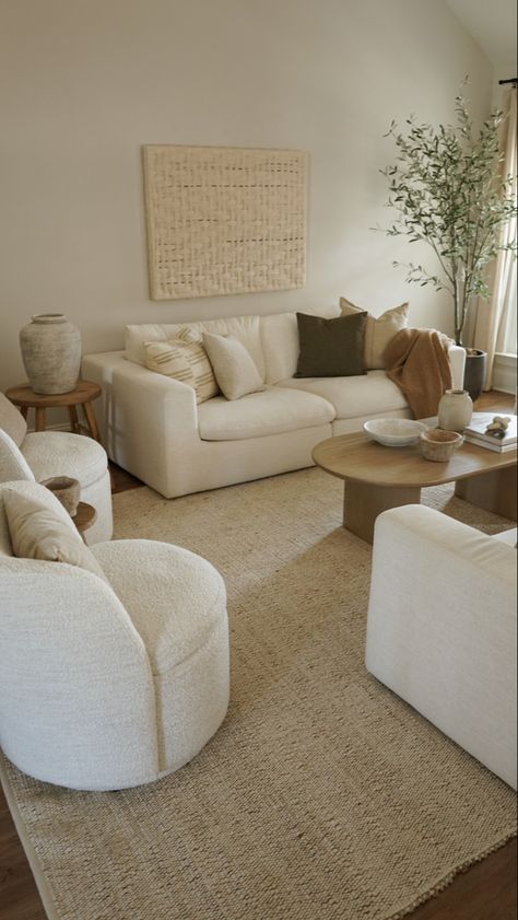 #organiclivingroom #neutralhomeinspo #neutrals #neutralhomedecor #livingroominspo #sofastyling #livingroomrugs #neutralrugs #neutralhomeinspo Living Room Decor Earthy Tones, Boucle Accent Chair Living Room, Organic Modern Living Room Beige Couch, Living Room Rug Beige Couch, Beige Couch Rug, Neutrals And Green Living Room, Organic Modern Minimalist Living Room, Soft Neutral Living Room, Living Room Decor Earthy