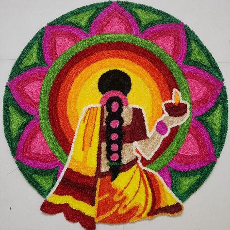 "Embracing the light of Diwali with colors of tradition! 🪔🌸 This beautiful rangoli radiates positivity, joy, and the essence of celebration. #DiwaliVibes #RangoliArt #FestivalOfLights #IndianCulture" Traditional Rangoli, Diya Rangoli, Diy Jar, Diwali Rangoli, Beautiful Rangoli, Woman Sitting, Diy Jar Crafts, Jar Crafts, Diwali