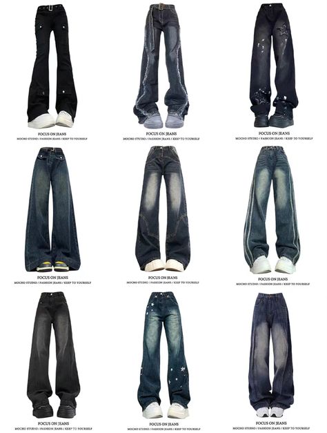 Types Of Baggy Jeans, Different Jeans Types, Acubi Fashion Pants, Acubi Fashion Guide, Clothing Astethic Types, Pants Names, Different Pants Styles, Different Types Of Styles Outfits, Style Aesthetics Types