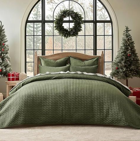 Amazon.com: EVERGRACE Luxury Velvet Quilt Set Queen Size 3 Piece, Soft Oversized Cross-Stitch Velvet Comforter Set with Pillow Shams, Lightweight Velvet Coverlet Bedspread Bedding Set for All Seasons, Light Taupe : Home & Kitchen Green Comforter Bedroom, Velvet Bedding, Loden Green, Velvet Comforter, Green Comforter, Velvet Bedding Sets, Velvet Duvet, Winter Bedding, Primary Suite