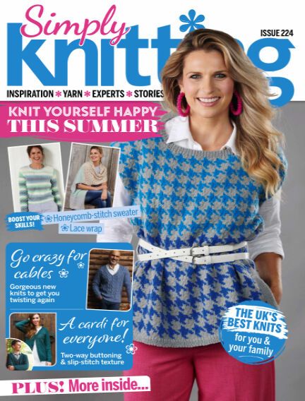 Readly Simply Knitting Magazine, Knit Slippers Free Pattern, Honeycomb Stitch, Simply Knitting, Cross Stitch Magazines, Form Crochet, Diy Magazine, Crochet Magazine, Lace Wrap