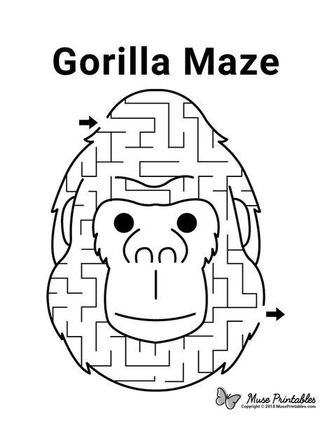 Free printable gorilla maze. Download it at https://museprintables.com/download/maze/gorilla/ Gorilla Crafts For Kids, Safari Worksheets, Free Printable Mazes, Gorilla Craft, Mazes For Kids Printable, Family Literacy Night, Maze Activity, Alphabet Letter Activities, One And Only Ivan