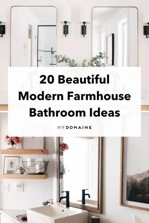 Modern Farmhouse Powder Room, Modern Country Bathroom, Modern Farmhouse Bathrooms, Vogue Decor, Rustic Modern Bathroom, Modern Farmhouse Bathroom Ideas, Country Style Bathrooms, Small Farmhouse Bathroom, Farmhouse Bathroom Mirrors