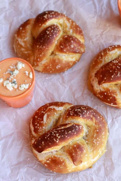 Homemade Soft Pretzels with Buffalo Cheddar Cheese Sauce - Half Baked Harvest Cheddar Cheese Sauce, Homemade Pretzels, Homemade Soft Pretzels, Half Baked, Half Baked Harvest, Soft Pretzels, Cheese Sauce, Pretzels, Appetizer Snacks