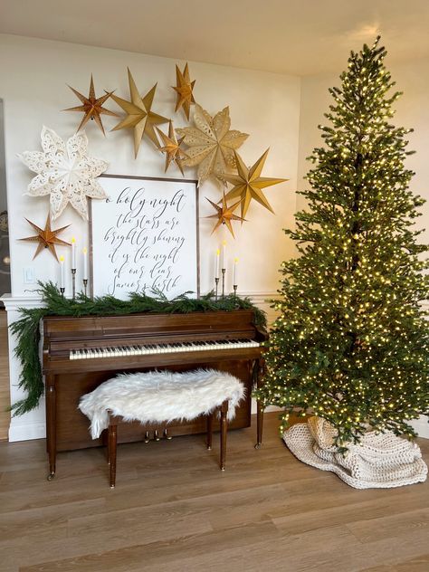 12 Foot Christmas Tree, Entry Way Decor, Christmas Entry, Piano Decor, Christmas Piano, Oh Christmas Tree, Christmas Time Is Here, A Dream Come True, Entry Way