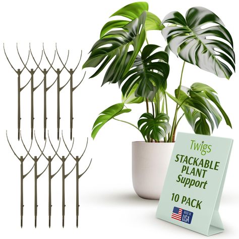 PRICES MAY VARY. STACKABLE PLANT GROWTH SUPPORT: Twigs GA Stackable Plant Stakes conveniently grow with your climbing plants. Simply place one Twig on top of another to support household plants up to 4 to 5 feet tall. SEAMLESS INTEGRATION WITH NATURE: Enhance your plant's natural beauty with Twigs GA plant sticks. Unlike other plant support poles, the Twigs design blends into branches and stems, offering discreet support that complements any indoor or outdoor setting. VERSATILE AND RELIABLE SUPP Plant Support Stakes, Climbing Plants Trellis, Plant Sticks, Climbing Plant Support, Plant Cages, Plant Ties, Plant Trellis, Plant Accessories, Household Plants