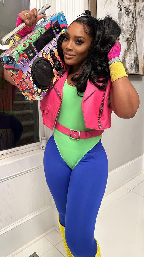 Yandy Smith-Harris | Just your average around the way girl💕🎉 . . My boo @rasheeda threw her hubby @frost117 an EPIC 80s Harlem style party in ATL. We had a… | Instagram 80s 90s Theme Party Outfit, 90's Female Hip Hop Fashion, 80 Hip Hop Fashion Women, 90s Theme Outfit Ideas, House Party Themed Party 90s Outfit, 80s Fashion Black Women Party, 1980 Party Outfit, 80s Cruise Outfit, Decades Party Outfit Ideas