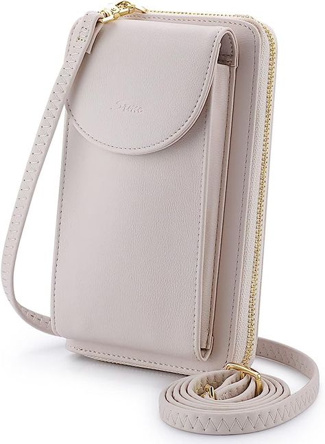 Amazon.com: S-ZONE PU Leather RFID Blocking Crossbody Phone Bag for Women Small Cellphone Wallet Purse Pouch (Beige RFID Blocking) : Clothing, Shoes & Jewelry Designer Handbag Storage, Classy Purses, Spring Purses, Crossbody Phone Purse, Hand Bags For Women, Trendy Purses, Handbag Storage, Cheap Purses, Cell Phone Bag