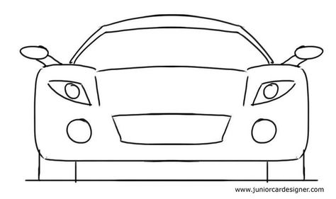 Car Drawing Tutorial: Sports Car Front View | Car Drawing For Kids ... Simple Car Drawing, Car Drawing Easy, Very Easy Drawing, Cartoon Car Drawing, Cars Drawing, Sports Drawings, Car Drawing, Drawing Tutorials For Kids, Simple Designs To Draw