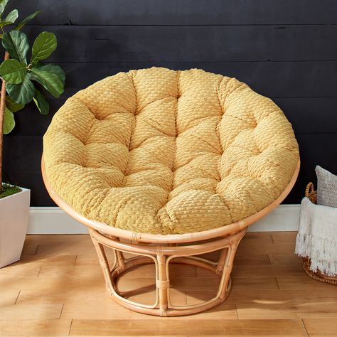 Elevate your relaxation to new heights with our exquisite Soft-Textured Corduroy-Like Fabric Indoor Papasan Cushion, meticulously crafted right here in North America. Small Papasan Chair, Boho 70s Decor, Papasan Chair Living Room, Papasan Chair Cushion, Papasan Cushion, La Apartment, 70s Decor, Boho Furniture, Bean Bag Chair Kids