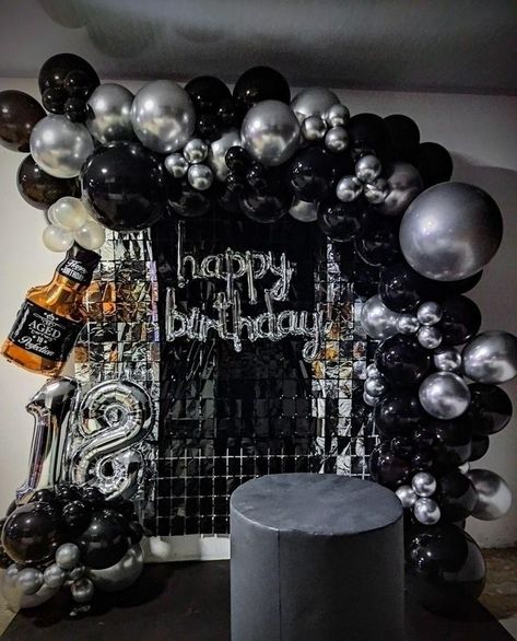 Gray Party Decorations, Birthday Decor For Him, Birthday 25, Small Birthday Parties, Black Party Decorations, Birthday Decorations At Home, 18th Birthday Decorations, 40th Birthday Party Decorations, 17th Birthday Ideas