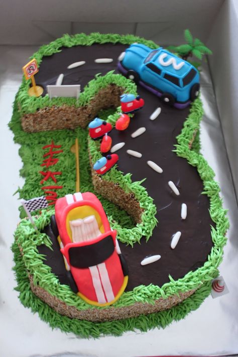 raha's oven: (birthday cake) no 3 cake with cars Blaze Monster Truck Cake, Cake With Cars, Blaze Monster Truck, Blaze Birthday Cake, Blaze And The Monster Machines Cake, Blaze Cakes, Blaze Birthday Party, Blaze Party, Blaze And The Monster Machines Party