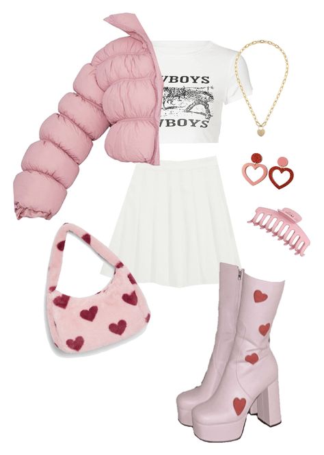 #softgirl #outfits #pink #hearts Y2k Fashion White Background, Heart Core Outfits, Pink Outfit Board, Cute Girly Outfits Pink, Bimbocore Outfits Pink, Png Outfits Aesthetic, Edgy Pink Outfits, Valentines Outfits Pink, Girly Polyvore Outfits