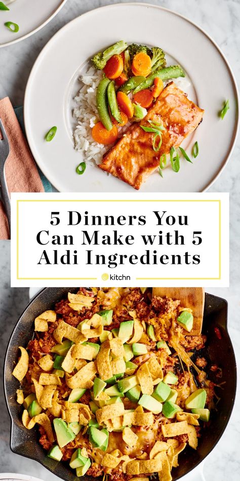 Aldi Recipes Dinners, Low Ingredient Dinners, Aldi Dinner Recipes, Aldi Dinner Ideas, Southwestern Chopped Salad, Aldi Meals, 5 Dinners, Aldi Meal Plan, Aldi Recipes