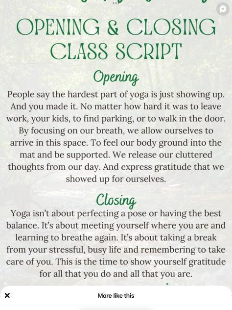 Opening And Closing Yoga Class Script, Yoga Opening Script, Yoga Script, Savasana Quotes, Yoga Readings, Yoga Nidra Script, Sleepover With Friends, Yoga Thoughts, Yoga Reading