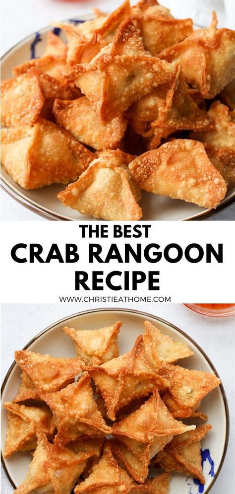 30-min. Crab Rangoon Recipe. Crispy fried wontons stuffed with a delicious crab and cream cheese filling. A popular appetizer dish often served at Chinese-American restaurants. #sweet crab rangoon recipe #best crab rangoon recipe #crab rangoon filling #how to make crab rangoon #diy crab rangoon Sweet Crab Rangoon Recipe, Diy Crab, Crab Rangoon Filling, Crab And Cream Cheese, Crab Rangoon Recipe, Rangoon Recipe, Fried Wontons, Creamy Crab, Wonton Recipes