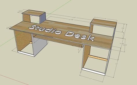 18 DIY Studio Desk Plans and Ideas - TheHomeRoute Studio Desk Diy, Diy Music Studio, Cheap Ikea Desk, Diy Studio Desk, Studio Desk Music, Diy Recording Studio, Music Studio Desk, Recording Studio Desk, Home Studio Desk