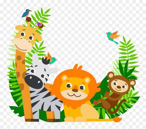 Cartoon Frame, Theme Bapteme, Boy Party Invitations, Jungle Theme Birthday, Jungle Birthday Party, Jungle Birthday, Frame Vector, Animal Birthday Party, Birthday Card Printable