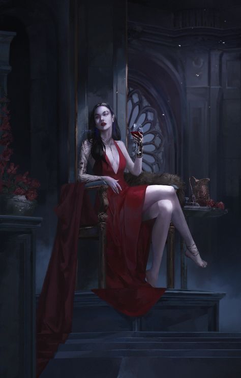 Queen Art Aesthetic, Dark Queen Fantasy Art, Vampress Art, Woman Vampire Art, Vampire Aesthetic Woman, Vampires Women, Vampire Art Aesthetic, Gothic Vampire Women, Vampire Beauty Aesthetic