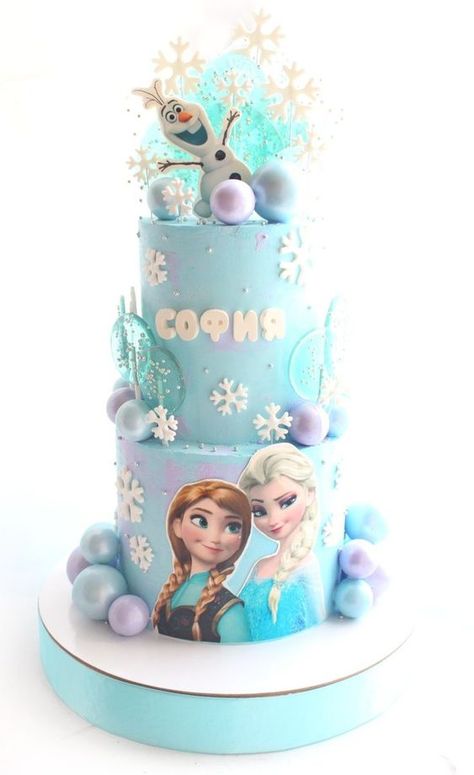 Elsa Theme Cake Design, Two Tier Frozen Cake Birthday, Elsa Cake Ideas, Elsa Theme Cake, Frozen Cake Ideas, Frozen Torte, Frozen Cake Designs, Frozen Doll Cake, Elsa Torte