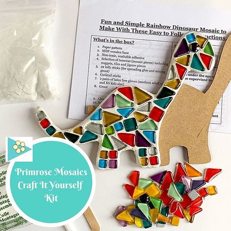 Shop for Ready To Post Items | gardenmosaic 4/4 Dinosaur For Kids, Rainbow Dinosaur, Mosaic Kits, Creative Friends, Mosaic Kit, Craft Kits For Kids, Craft Classes, Craft Club, Craft Projects For Kids