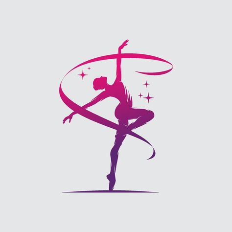 Rhythmic gymnast in professional arena logo Gymnastics Logo Design, Gymnastics Logo, Dance Icon, Arena Logo, Rhythmic Gymnast, Artistic Gymnastics, Dance Company, Heart Tree, Logo Banners