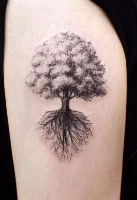 Nature Tattoos: Meanings, Tattoo Designs & Ideas Tree Tat, Roots Tattoo, Oak Tree Tattoo, Tattoo Tree, Family Tree Tattoo, Tree Tattoo Designs, 4 Tattoo, Mythology Tattoos, Tree Of Life Tattoo