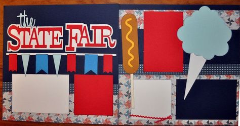 state fair Summer Scrapbook Layouts, 12x12 Scrapbook Layouts, Holiday Scrapbook, School Scrapbook, Summer Scrapbook, Scrapbook Book, Kids Scrapbook, Santa Paws, 12x12 Scrapbook