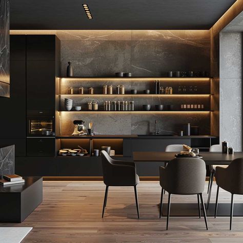 12 Minimalist Small Kitchen and Dining Room Ideas • 333+ Art Images Small Kitchen And Dining Room Ideas, Timeless Kitchen Design, Modern Black Kitchen, Industrial Kitchen Design, Neutral Kitchen, Timeless Kitchen, Classic Interiors, Room Redesign, Spacious Kitchens