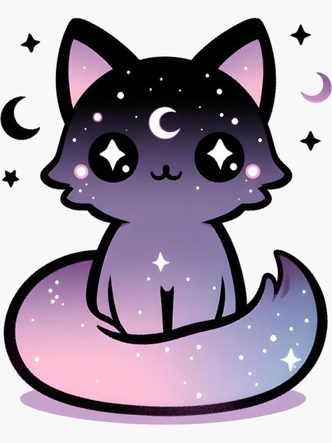 Cute Kittens Drawing, Kawaii Animals Drawings, Witch Cat Drawing, Cute Kawaii Animals Drawing, Cat With Butterfly Wings, Cute Kitty Drawing, Kawaii Cat Art, Imagenes Cute, Cat Cartoon Cute