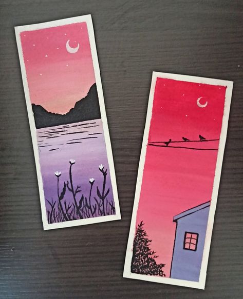 Bookmark Painting Acrylic Easy, Bookmarks With Acrylic Paint, Aesthetic Bookmarks Painting, Painting On Bookmarks, Cute Bookmarks Painting, Bookmarks Handmade Acrylic, Bookmark Easy Design, Water Colour Bookmarks Aesthetic, Diy Bookmarks Acrylic Paint