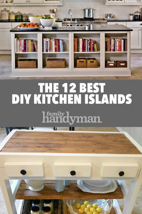 The 12 Best DIY Kitchen Islands Kitchen Island Ideas Rustic Farmhouse, Baking Island Kitchen, Kitchen Island Upcycle, Build A Kitchen Island With Seating, Diy Vintage Kitchen Island, Diy Island With Stove, Diy Kitchen Island Easy Cheap, Diy Movable Kitchen Island, Kitchen Island With Base Cabinets