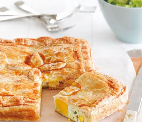 Classic Bacon and Egg Pie Bacon Egg Pie Nz, Egg And Bacon Pie Recipes, Bacon And Egg Pie New Zealand, Ham And Egg Pie, Meat Stuffed Bread, Bacon Egg Pie, Olive Oil Dipping Sauce, Egg Pie Recipe, Aussie Meat Pie