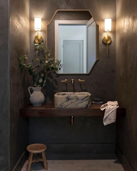 Gallery – Portola Paints Moody Powder Room, Moody Bathroom, Portola Paint, Powder Room Design, Downstairs Bathroom, Half Bathroom, Powder Bath, Half Bath, Guest Bathroom