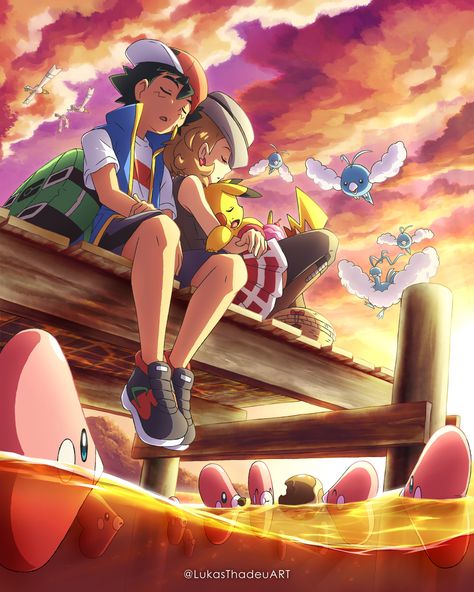 Pokemon Anime Characters, Satoshi X Serena, Kartu Pokemon, Ash Serena, Ash X Serena, Pokémon Heroes, Pokemon Kalos, Ash And Serena, Pokemon Ash And Serena