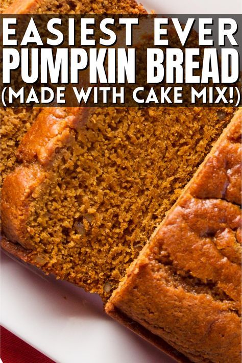 Pie, Essen, Cake Mix Spice Cake, Canned Pumpkin Recipes Dessert, Pumpkin Yellow Cake, Quick Pumpkin Bread, Cake Recipes Pumpkin, Spice Cake Mix Recipes, Pumpkin Bread Recipe Easy